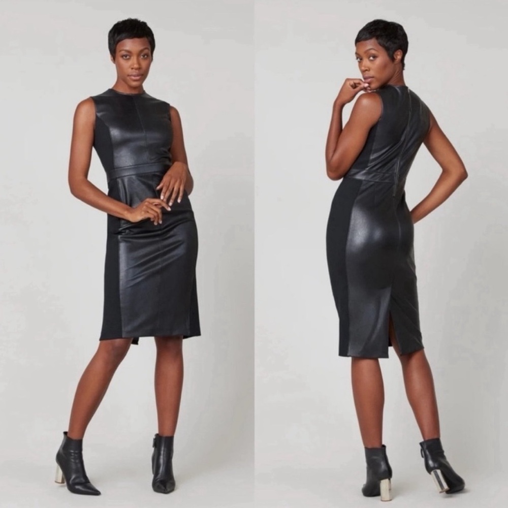 Spanx mixed media faux leather dress